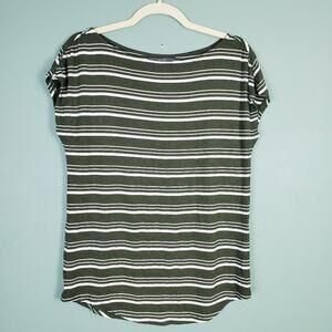 Mix by 41 Hawthorn Green White Striped Short Sleeve Top Size Small